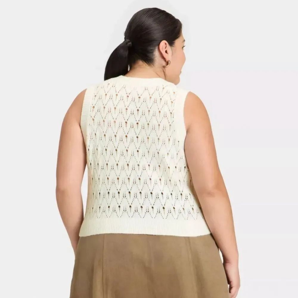 Universal Thread Oversized Cream Sweater Vest - Size XS - Picture 2 of 6